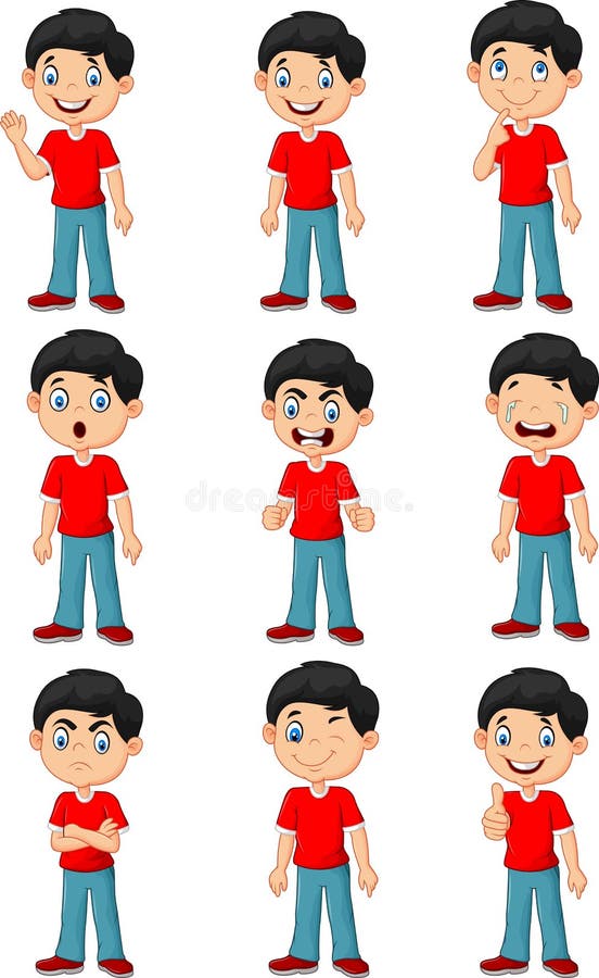 Rapaz pequeno na vária expressão isolado no fundo branco ilustração do vetor Rapaz pequeno na vária expressão isolado no fundo branco ilustração do vetor