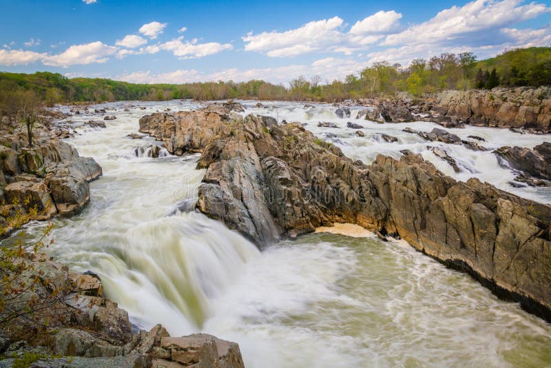 Rapids in the Potomac River at Great Falls, Seen from Olmsted is Stock