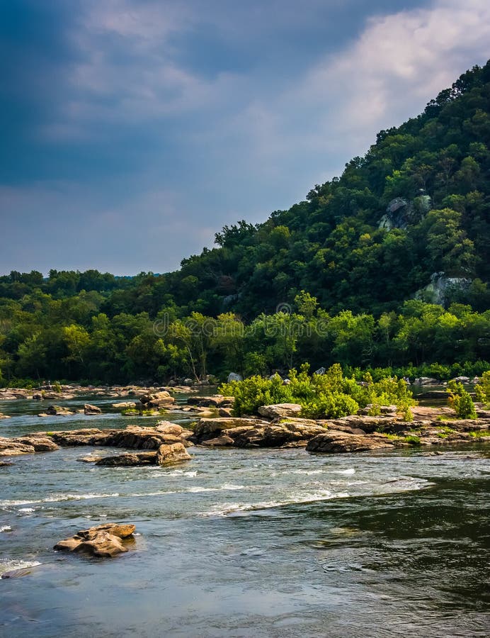 Rapids on the Potomac River in Harpers Ferry, West Virginia. Stock Image Image of park