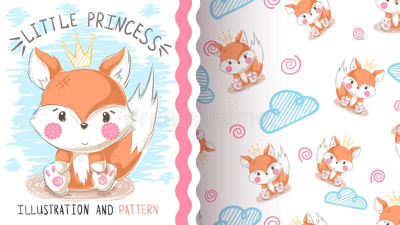 Raposa bonito da peluche - teste padrão sem emenda ilustração do vetor Raposa bonito da peluche - teste padrão sem emenda ilustração do vetor