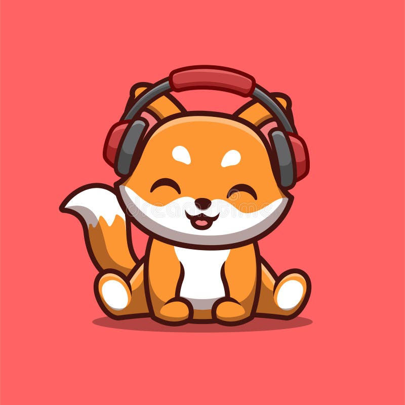 Ilustração em vetor raposa kawaii fofa
