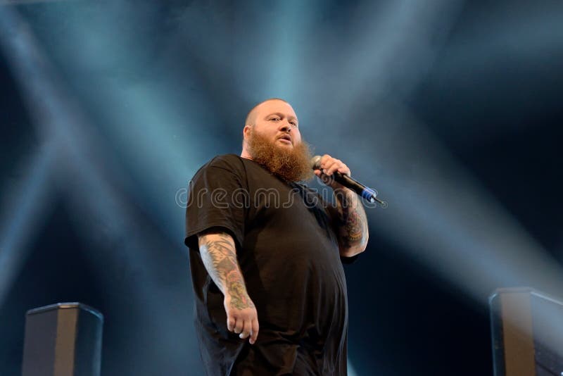 BARCELONA - JUN 4: Action Bronson rapper performs in concert at Primavera Sound 2016 Festival on June 4, 2016 in Barcelona, Spain. BARCELONA - JUN 4: Action Bronson rapper performs in concert at Primavera Sound 2016 Festival on June 4, 2016 in Barcelona, Spain.