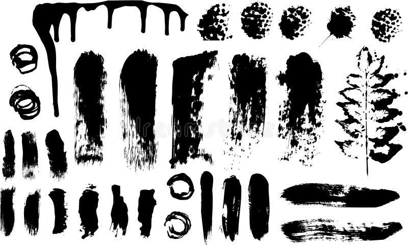 Rappes de balai et éclaboussures d'encre et de peinture illustration stock Rappes de balai et éclaboussures d'encre et de peinture illustration stock
