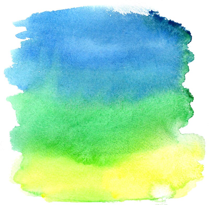 Rappes jaunes, vertes et bleues de balai d'aquarelle