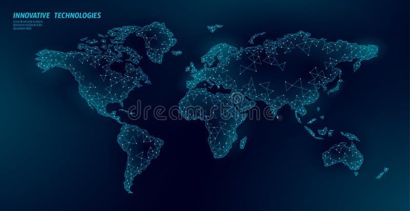 Rapporto d'affari globale del poli di mondo pianeta Terra basso della mappa Continenti online di Europa Africa America della rete