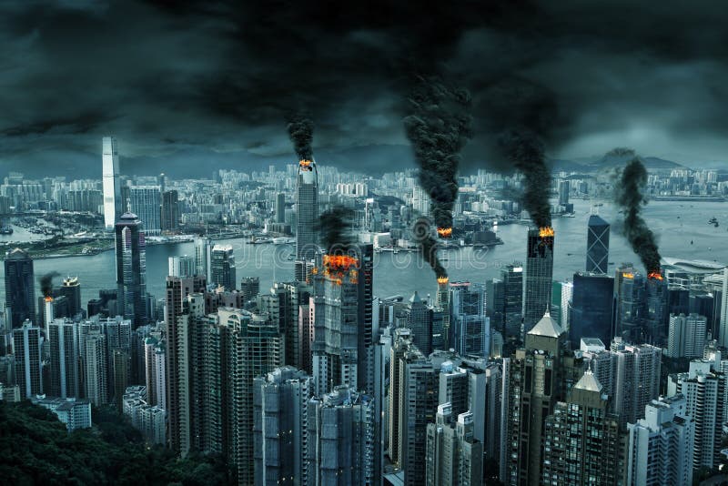 Rappresentazione cinematografica di Hong Kong City nel caos royalty illustrazione gratis Rappresentazione cinematografica di Hong Kong City nel caos royalty illustrazione gratis