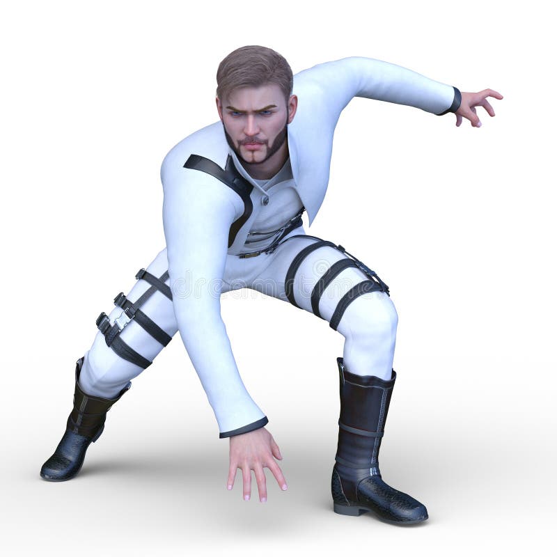 Rappresentazione di 3D CG dell'eroe illustrazione vettoriale