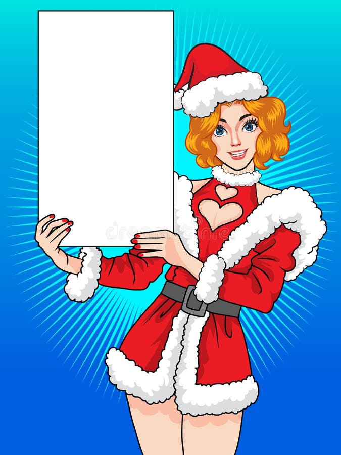 Rappresentazione graziosa della donna con l'insegna vuota dello spazio royalty illustrazione gratis Rappresentazione graziosa della donna con l'insegna vuota dello spazio royalty illustrazione gratis