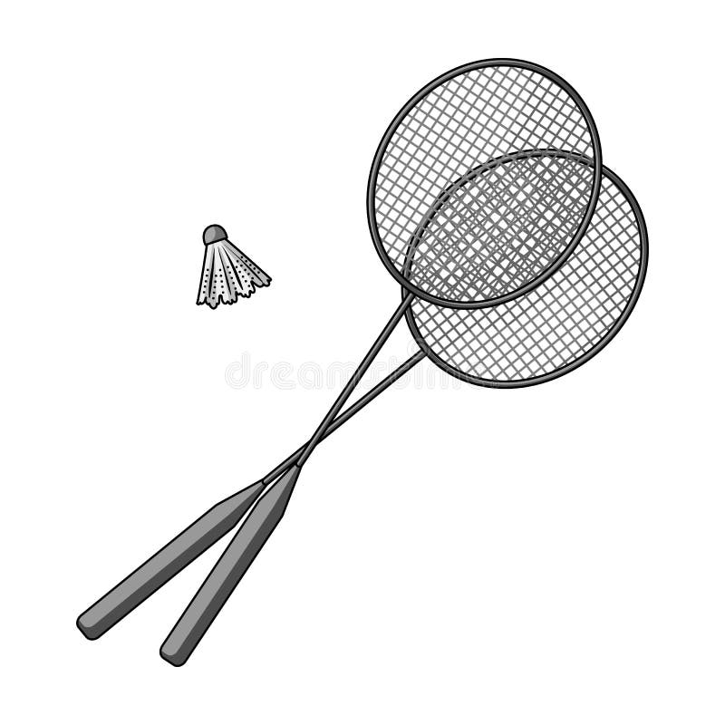Raquetes e uma peteca para o badminton O resto do verão escolhe o ícone na ilustração monocromática do estoque do símbolo do veto ilustração stock Raquetes e uma peteca para o badminton O resto do verão escolhe o ícone na ilustração monocromática do estoque do símbolo do veto ilustração stock