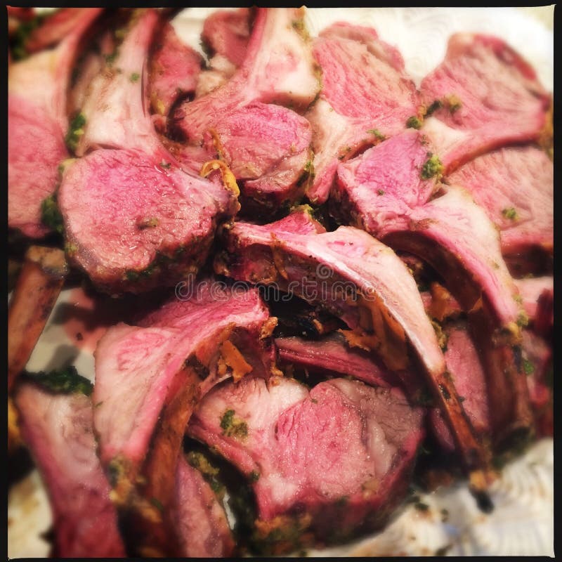 Rare lamb chops stock image. Image of nourishment, nutritional 84355425