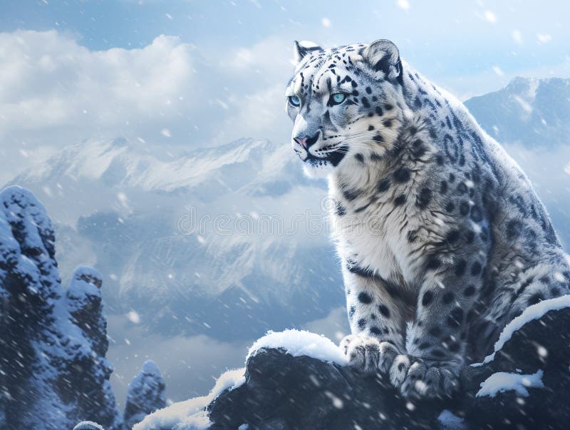 The Rare Snow Leopard stock illustration. Illustration of generative