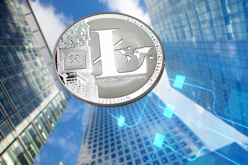 rascacielos de los agains del litecoin - ciudad elegante futurista - concepto del cryptocurrency imagen de archivo rascacielos de los agains del litecoin - ciudad elegante futurista - concepto del cryptocurrency imagen de archivo