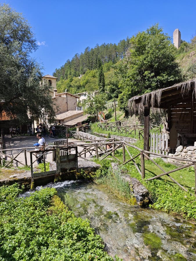 Rasiglia, het kleine Venetië van Umbrië royalty-vrije stock foto