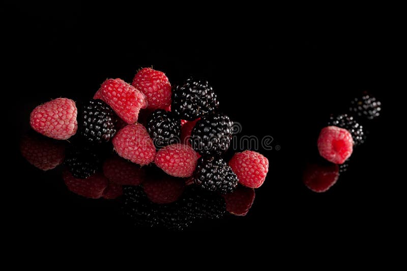 Raspberries And Blackberries. Stock Image Image of healthy, luxurious