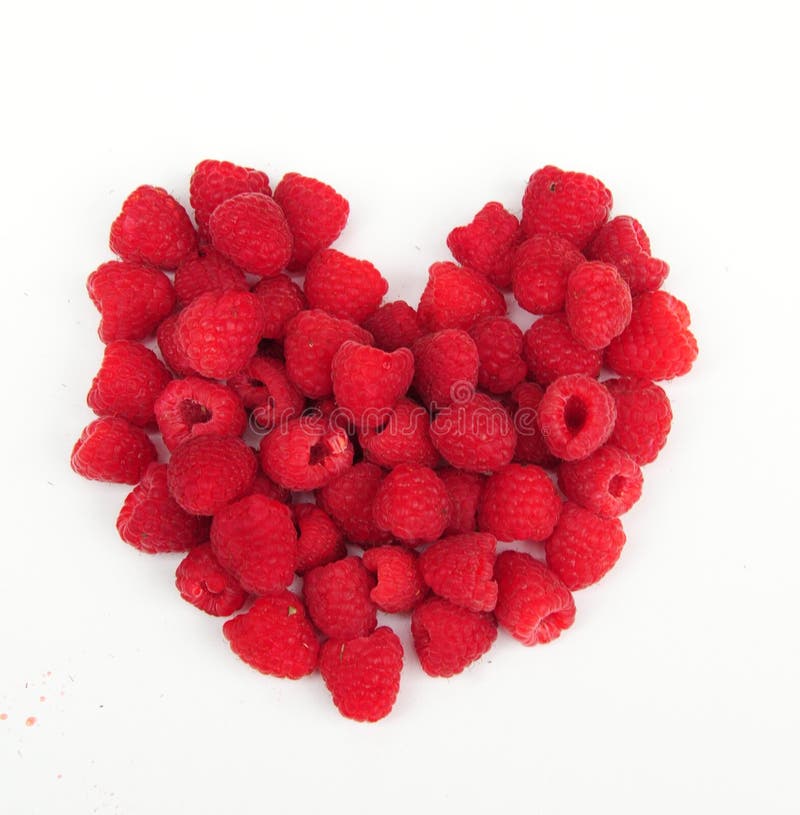 Raspberries in a heart shape