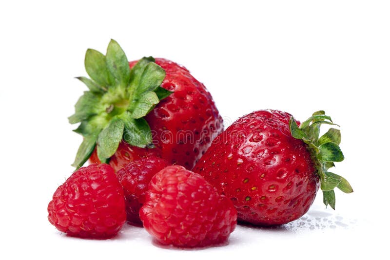 Raspberries, strawberries stock photo. Image of crop 16609304