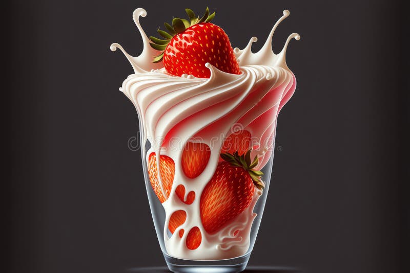 Raspberry Milkshake. Vanilla Milkshake. Cold Drink Concept. Generative