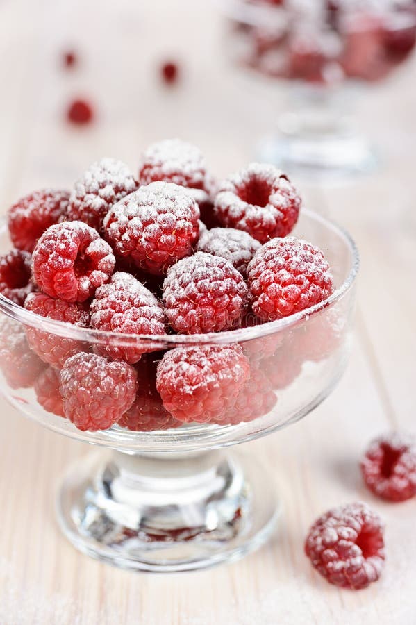 Raspberry with powdered sugar