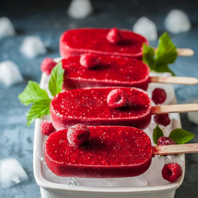 Raspberry Sorbet Popsicles stock image. Image of natural 153380397
