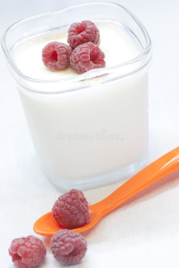 Raspberry Yogurt in Glass Cup Stock Image Image of delicious, glass 27999607