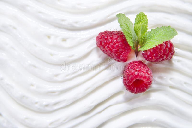 Raspberry Yogurt And Mint stock photography