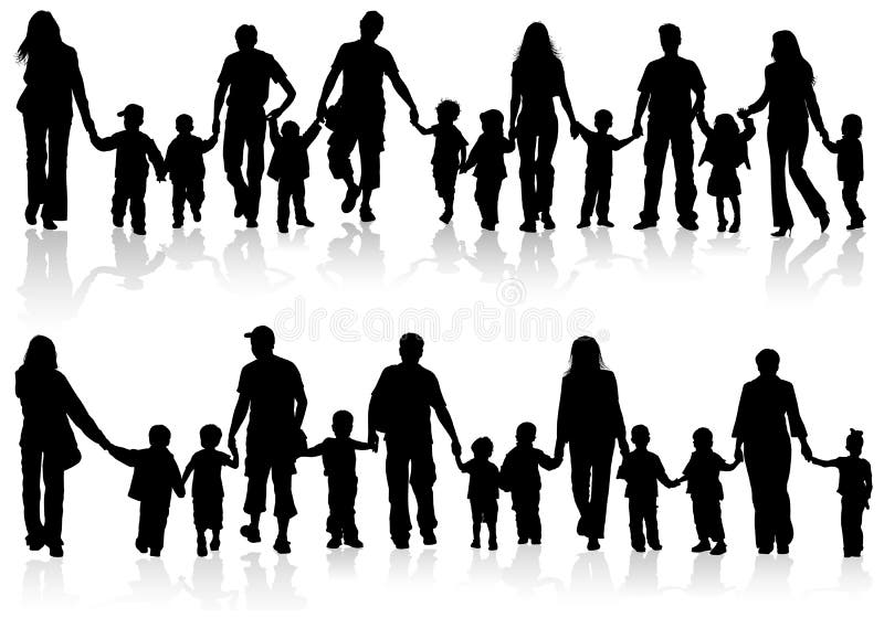 Rassemblez les silhouettes de famille illustration de vecteur Rassemblez les silhouettes de famille illustration de vecteur