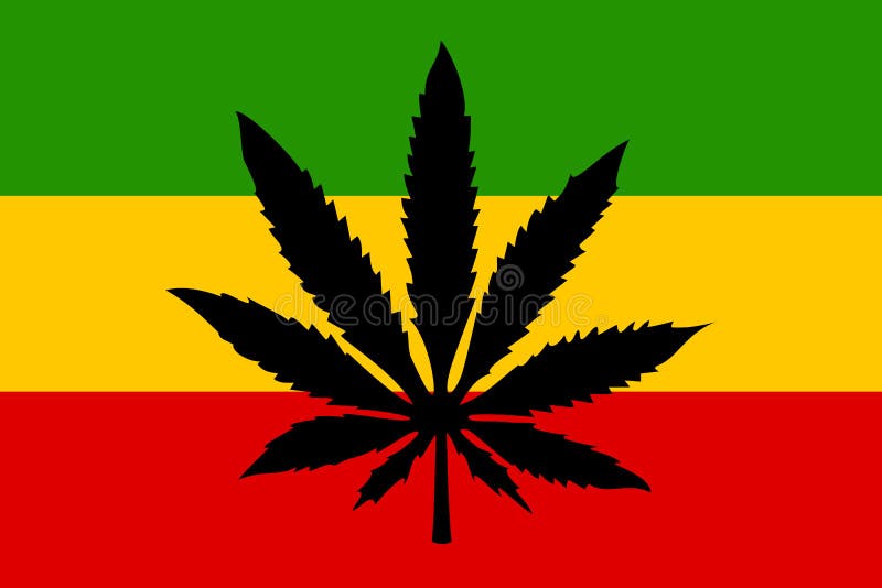 Jamaica Flag With A Hemp Leaf Stock Illustration Illustration of
