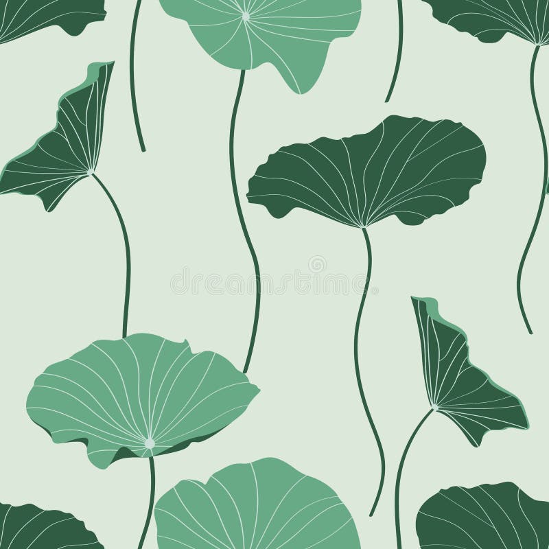 Raster med abstrakt lotus lämnar enkla linjekonst på ljusbakgrund. stock illustrationer