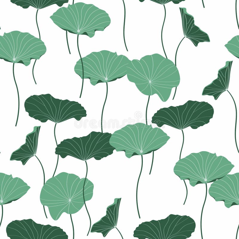 Raster med abstrakt lotus lämnar enkla linjekonst på ljusbakgrund. stock illustrationer
