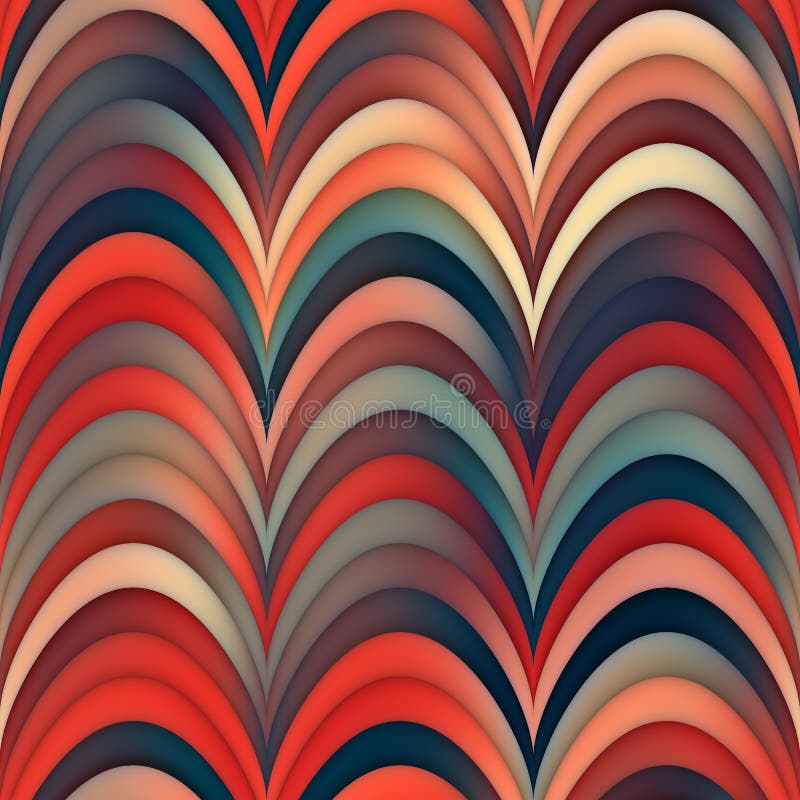 Raster Seamless Blue Red Lines Gradient Wavy Round Stripes Pattern royalty free stock photos