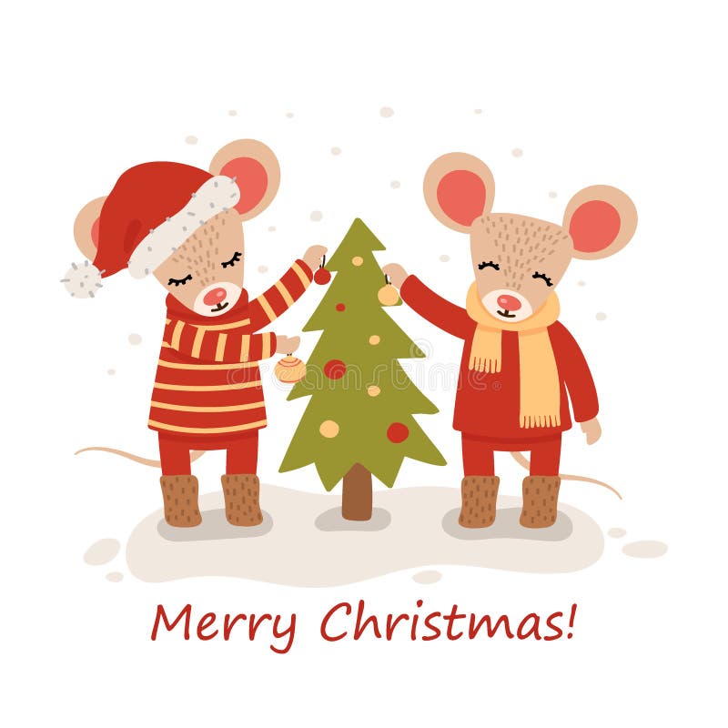 Rat?n con los ?rboles de navidad Car?cter de la Navidad y del A?o Nuevo aislado en un fondo blanco postal Vector libre illustration Rat?n con los ?rboles de navidad Car?cter de la Navidad y del A?o Nuevo aislado en un fondo blanco postal Vector libre illustration