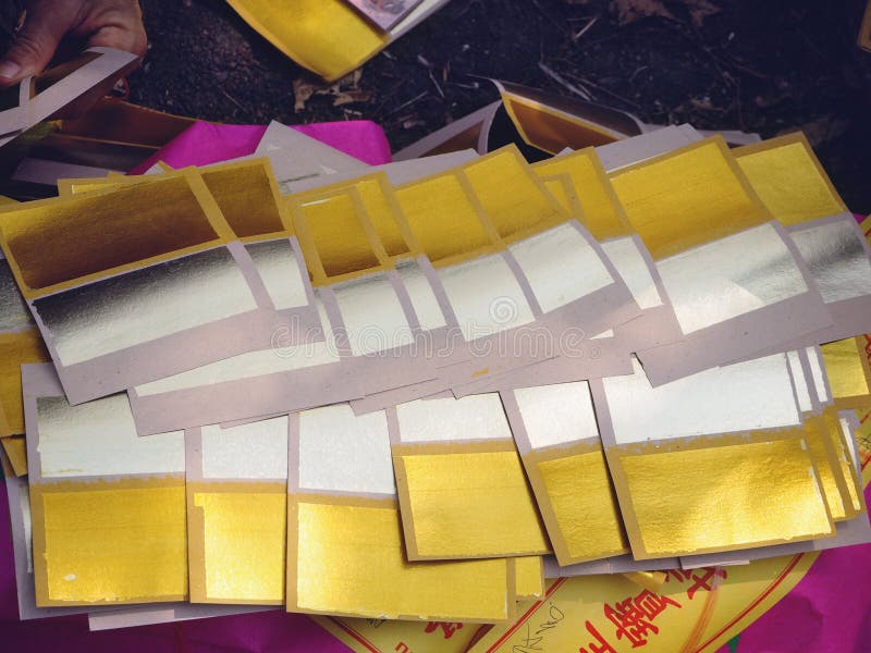 Ratchaburi , Thailand - April 05,2018 : Joss money paper of Chinese tradition in Qingming Festival royalty free stock image Ratchaburi , Thailand - April 05,2018 : Joss money paper of Chinese tradition in Qingming Festival royalty free stock image
