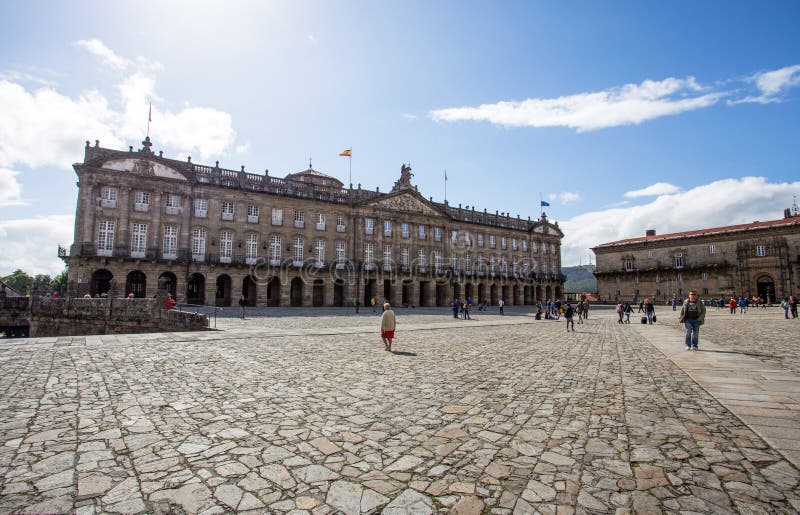 Rathaus von Obradoiro-Quadrat in Santiago de Compostela, Galizien, Spanien