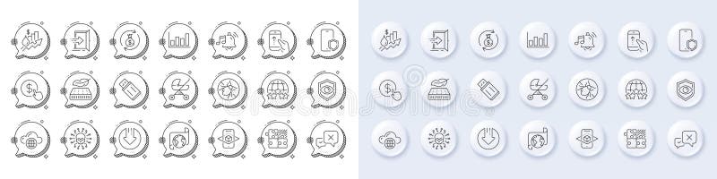 Rating stars, Puzzle game and Eye detect line icons. For web app, printing. Line icons. Vector stock illustration