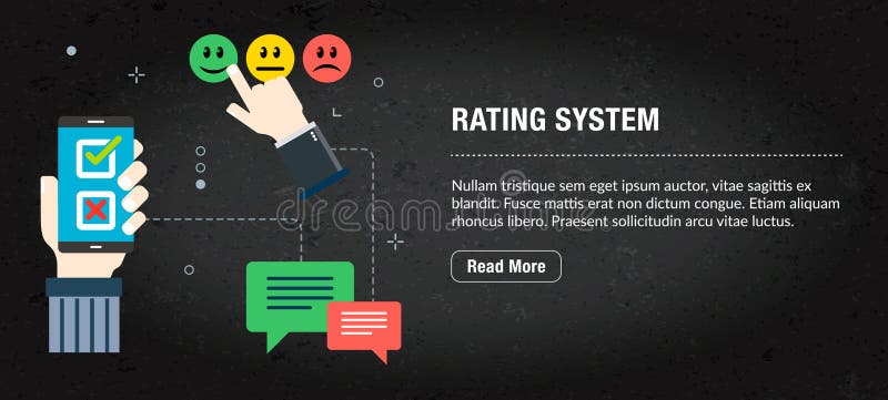 Rating system banner internet with icons in vector stock illustration