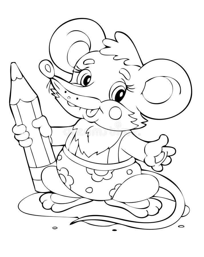 Esboço Da Página Da Coloração Do Rato Pequeno Dos Desenhos Animados Com  Imagem Do Queijo Com Escova E Pinturas Livro Para Colorir Ilustração do  Vetor - Ilustração de retrato, animal: 73927189