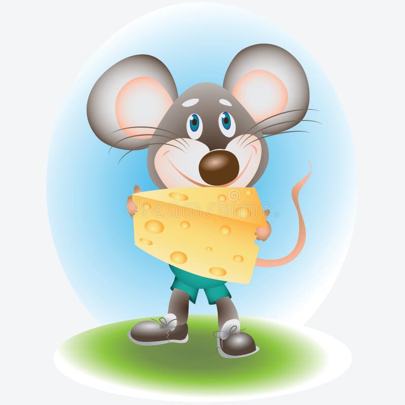 Rato e queijo alegres ilustração do vetor Rato e queijo alegres ilustração do vetor