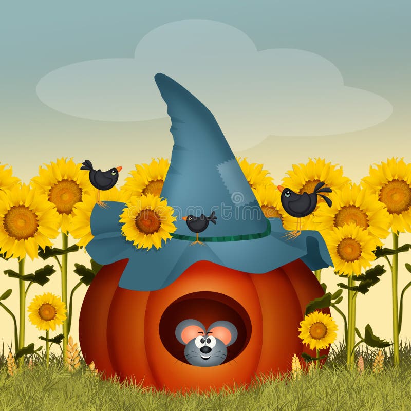 Rato pequeno na abóbora ilustração royalty free