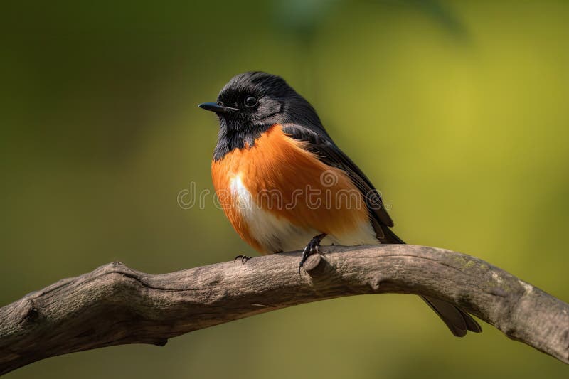 Rattenvogel, der seine Federn auf einem Ast vorbeugt stock abbildung