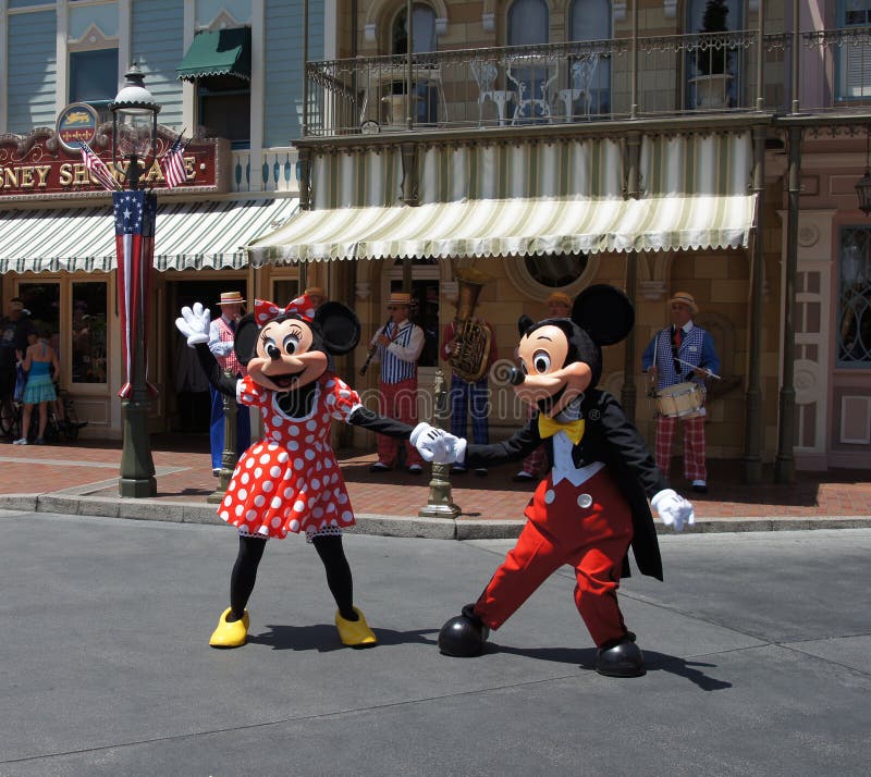 Mickey and Minnie Mouse dancing at Disneyland. Mickey and Minnie Mouse dancing at Disneyland