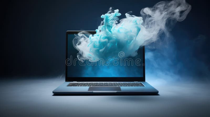 Rauchschwarm auf Laptop stock abbildung