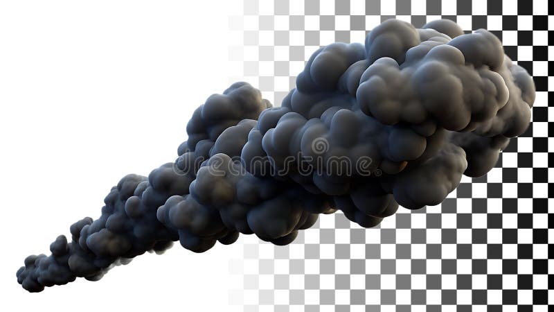 Rauchschwarz Rauchwolke Dunkeldampf industrielle Rauchluftverschmutzung Pnng transparentes Bild Generative AI stock abbildung