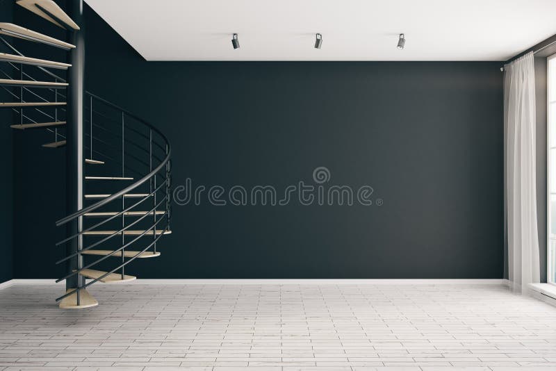 Raum mit leerer schwarzer Wand lizenzfreie abbildung