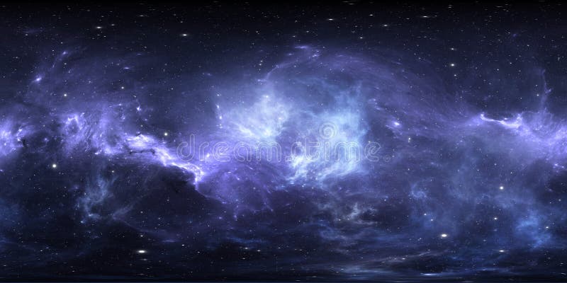 Raumnebelfleck mit Sternen Karte der Umwelt 360 HDRI der virtuellen Realität Equirectangular Projektion des Universums, kugelförm