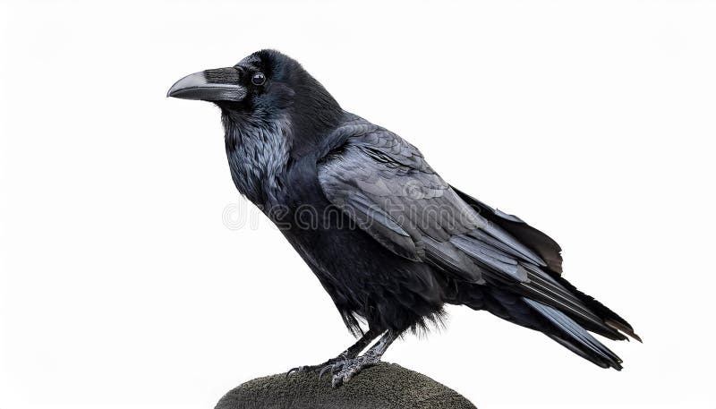 Raven aislado en un fondo blanco ultra realista stock de ilustración