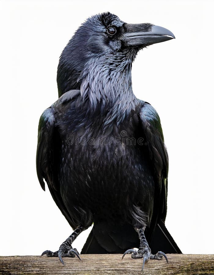 Raven aislado en un fondo blanco ultra realista stock de ilustración