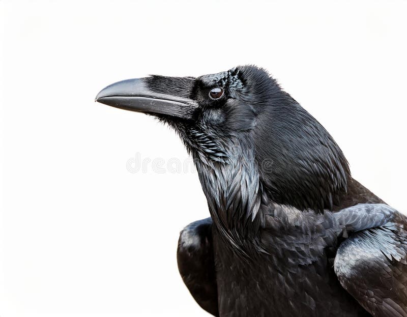 Raven aislado en un fondo blanco ultra realista libre illustration