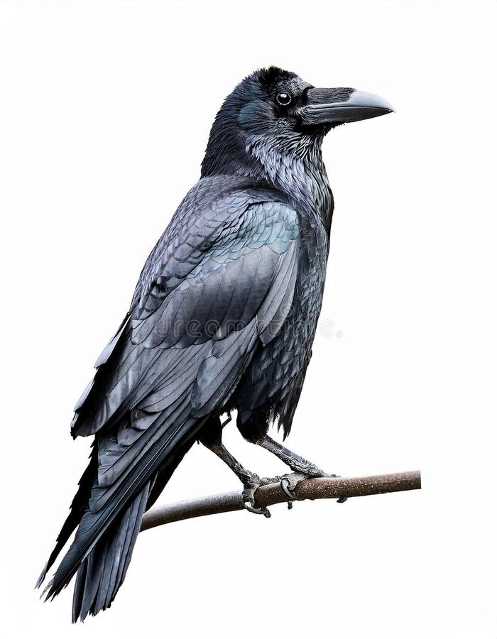 Raven aislado en un fondo blanco ultra realista stock de ilustración