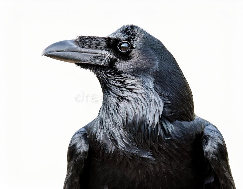 Raven aislado en un fondo blanco ultra realista stock de ilustración