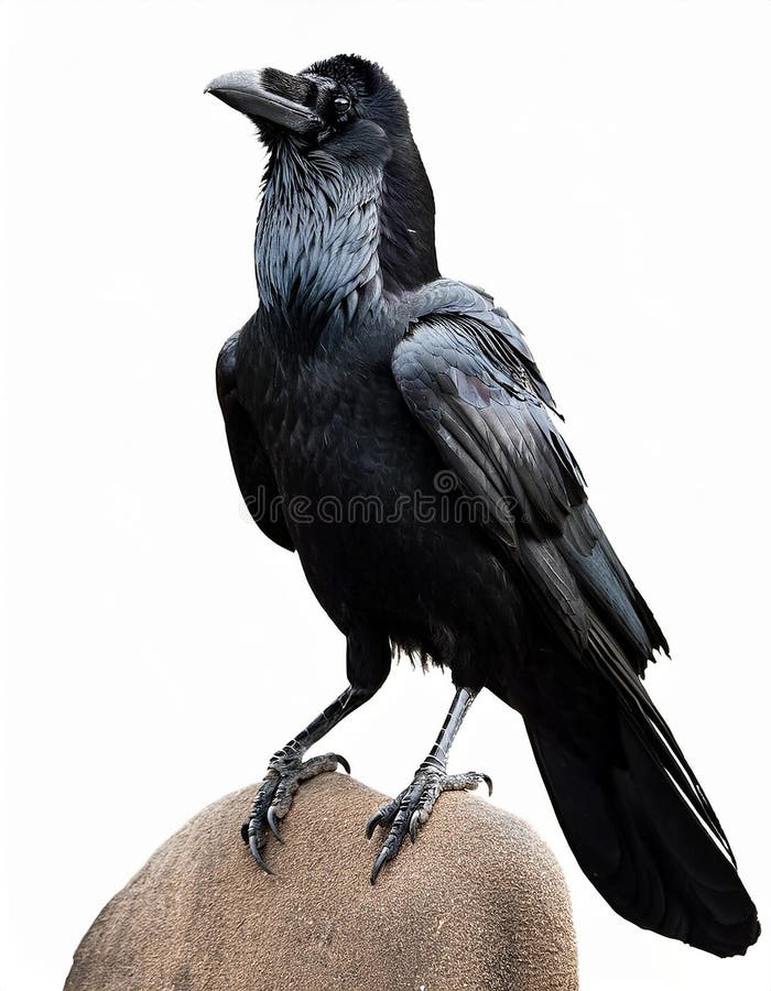 Raven aislado en un fondo blanco ultra realista stock de ilustración